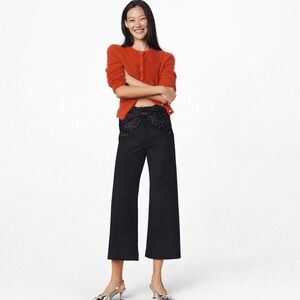 Anthropologie Maeve Colette Sparkle Bow-Waist Cropped Pants Wide Leg NWT Size 31